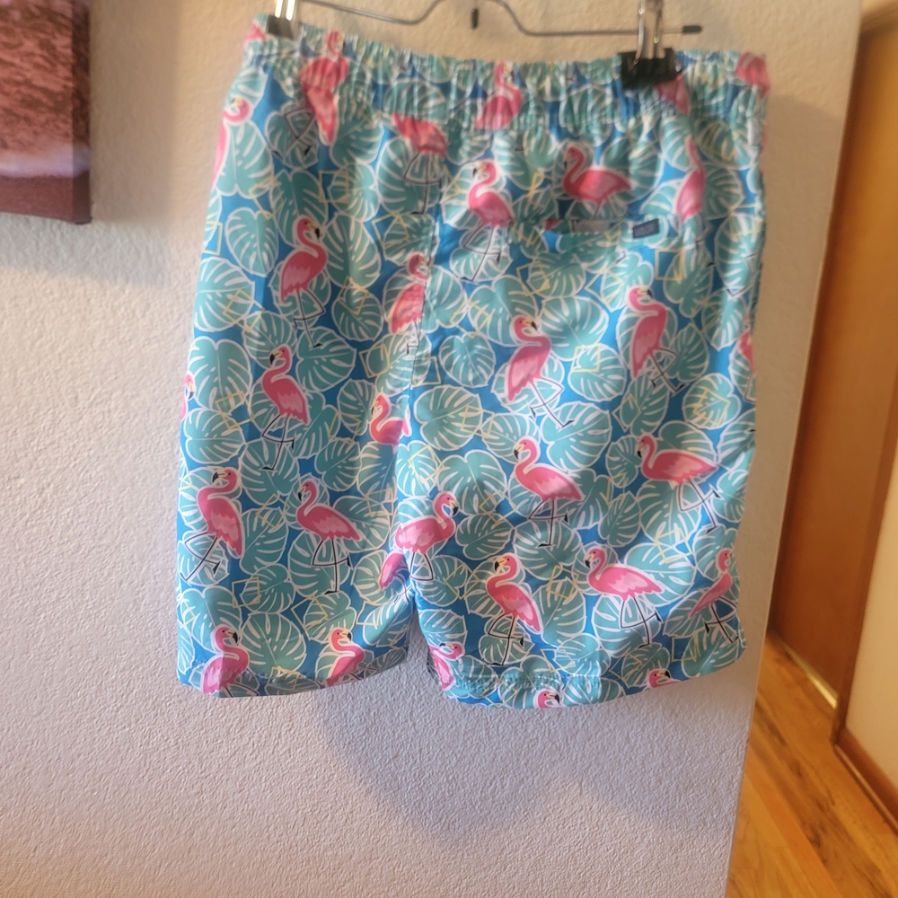 Tropical Flamingo Print Swim Trunks - Picture 5 of 6
